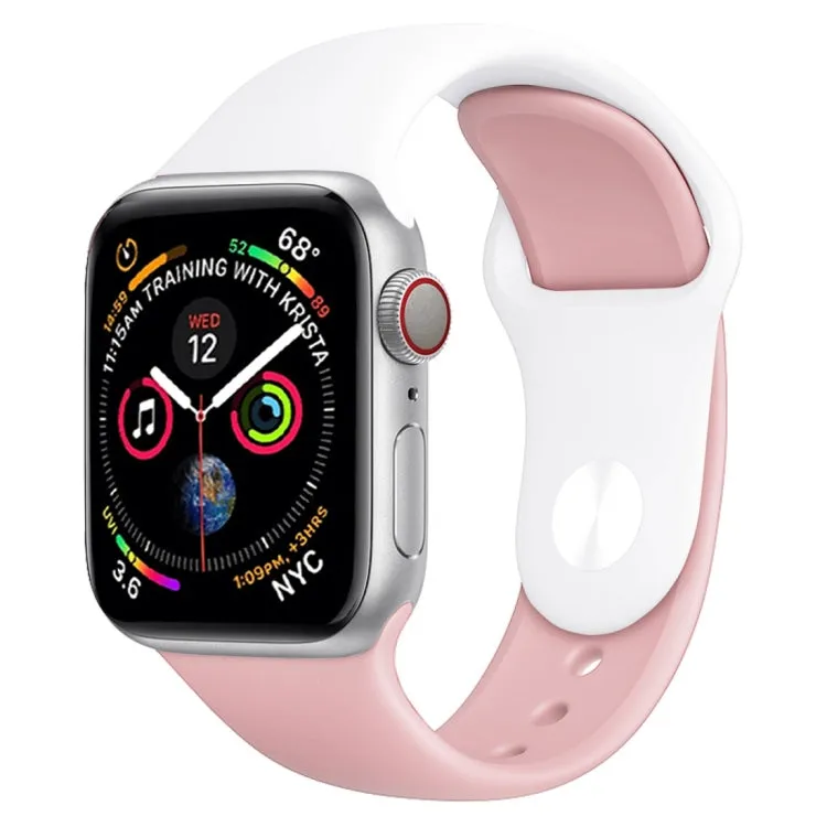 Double Colors Silicone Watch Band for Apple Watch Series 3 & 2 & 1 42mm(White Light Pink)