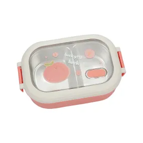 DOUBLE COMPARTMENT FRUIT PRINT LUNCH BOX - PINK