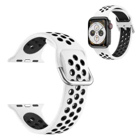 Dual color silicone watch band for Apple Watch Series 6 / 5 40mm - White / Black