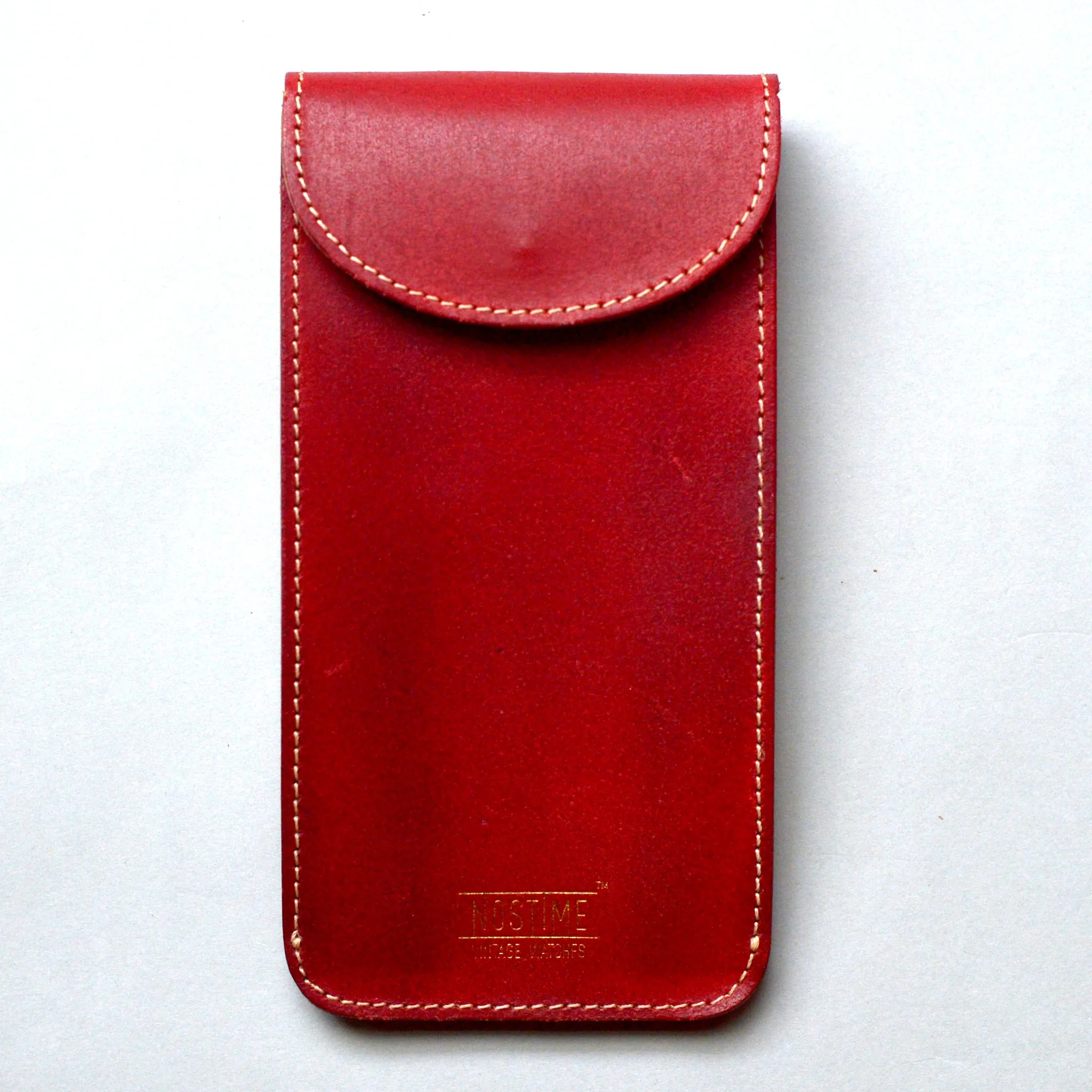 ENGLAND BRIDLE LEATHER SINGLE WATCH POUCH - ROYAL RED