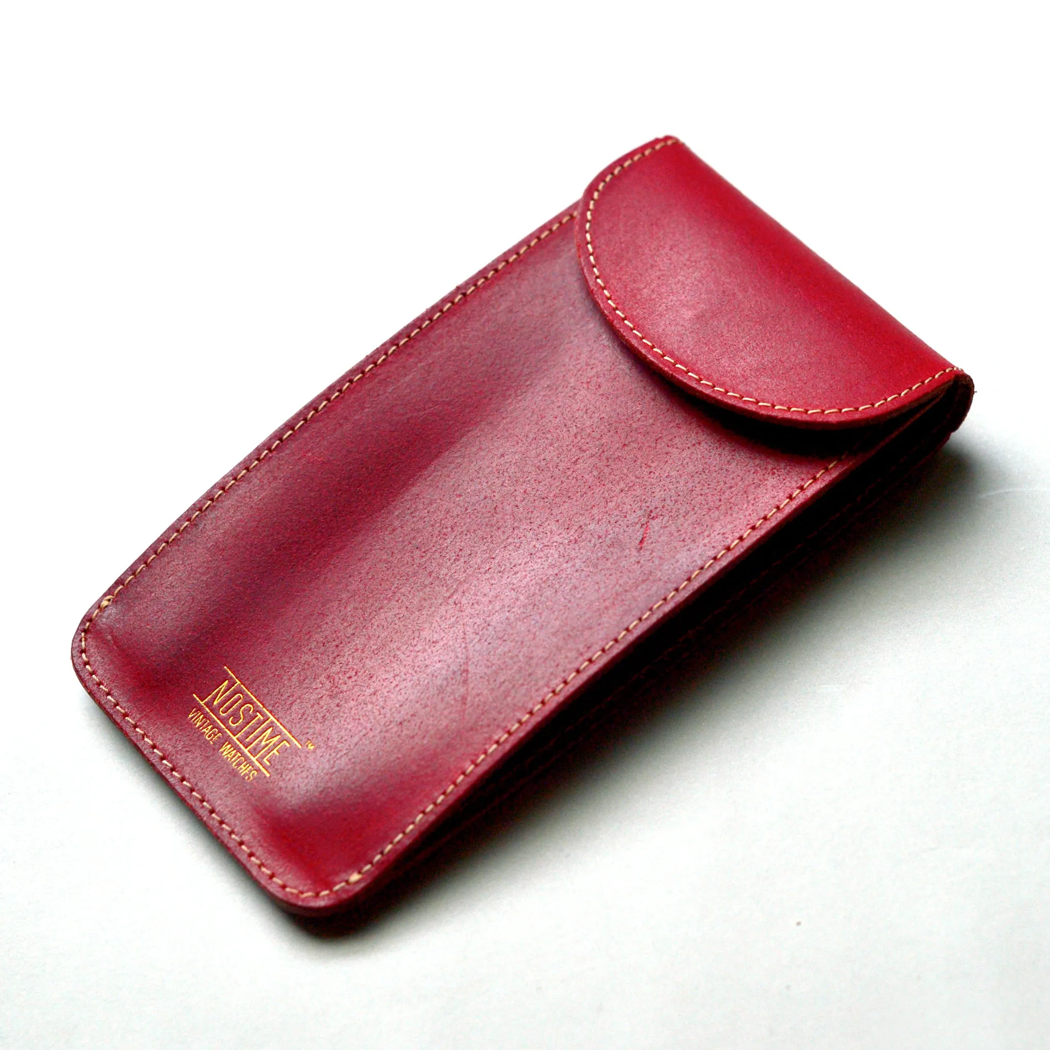 ENGLAND BRIDLE LEATHER SINGLE WATCH POUCH - ROYAL RED