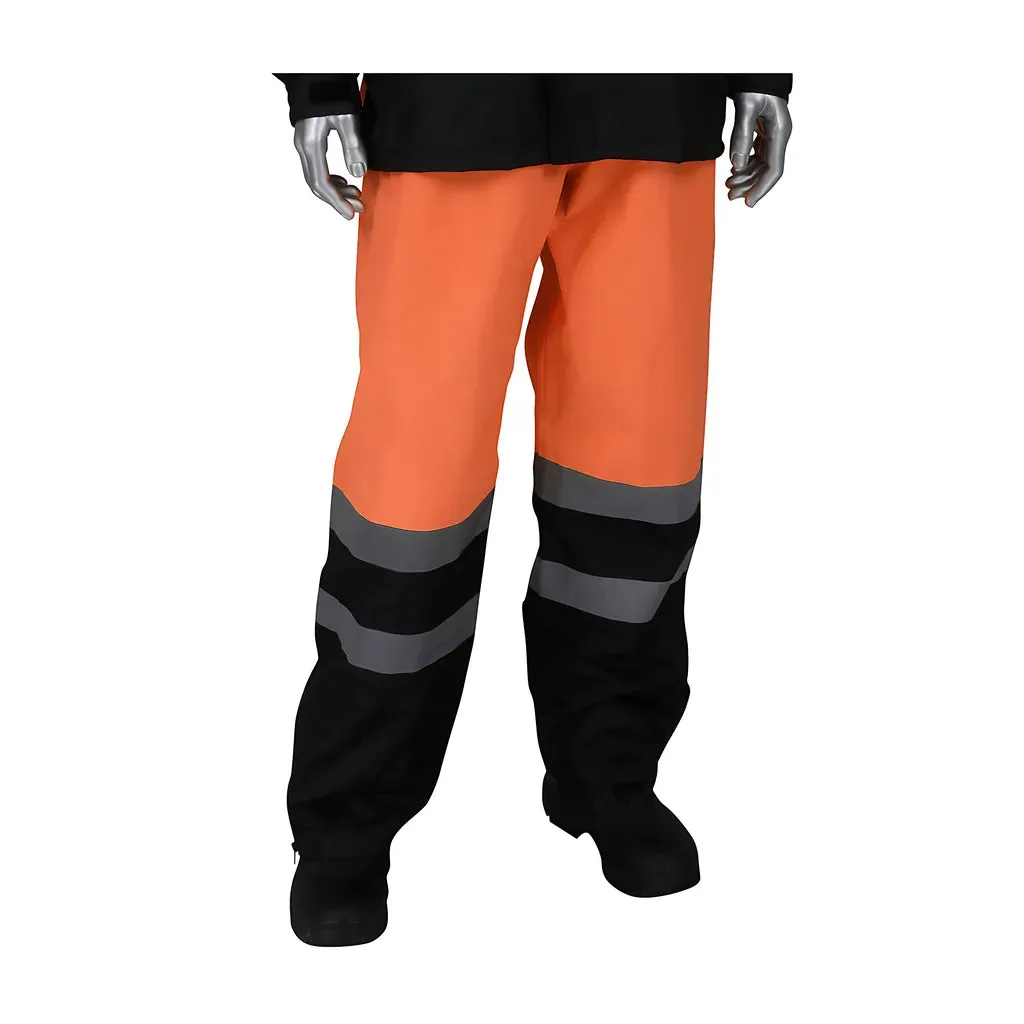 Falcon 353-1202OR-S/M ANSI Class E Value All Purpose Waterproof Pants with Black Bottoms