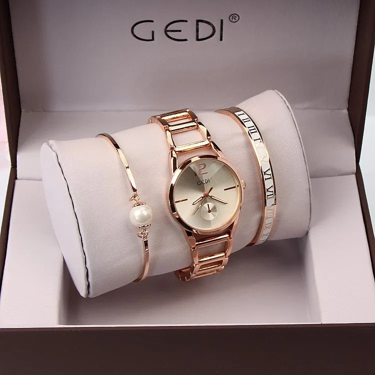 Fashion 3 Pcs Set Bracelet Women's Watch