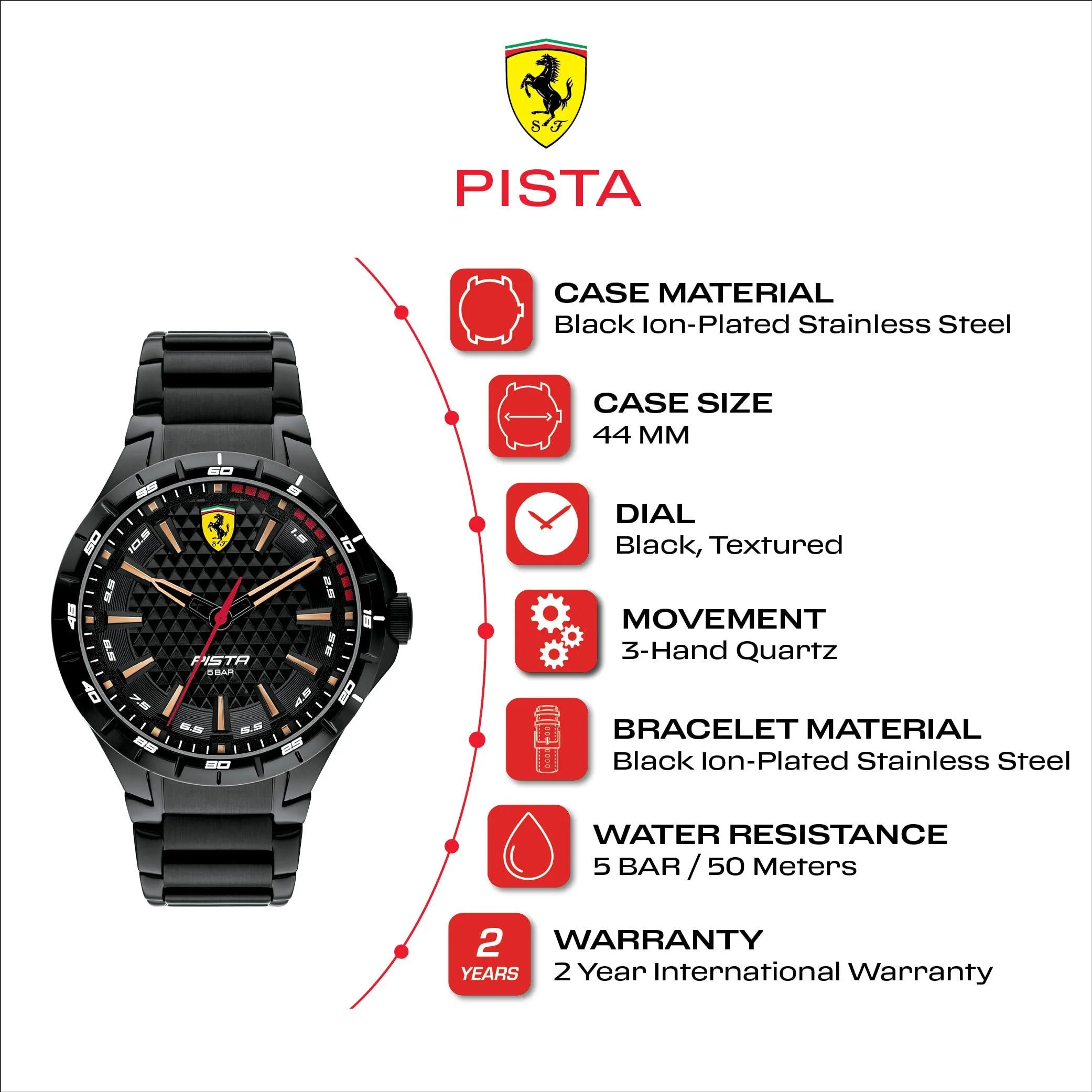 Ferrari Scuderia Pista Men's Quartz Watch.