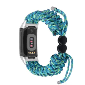 Fitbit Charge 5 elastic nylon watch strap - Blue / Green