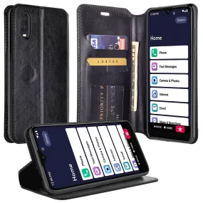 For Alcatel Jitterbug Smart3 Case, Lively Smart Wallet Case, Pu Leather Wallet Case [Kickstand] with ID & Credit Card Slots for Alcatel Jitterbug Smart3/Lively Smart  - Black