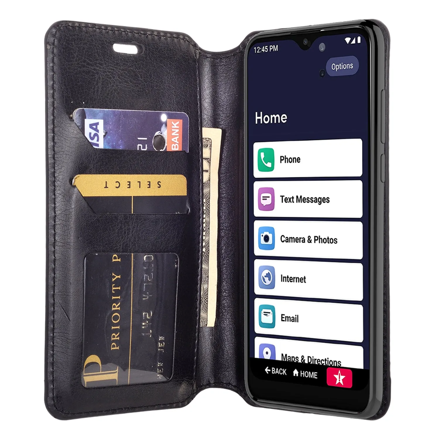 For Alcatel Jitterbug Smart3 Case, Lively Smart Wallet Case, Pu Leather Wallet Case [Kickstand] with ID & Credit Card Slots for Alcatel Jitterbug Smart3/Lively Smart  - Black