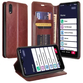 For Alcatel Jitterbug Smart3 Case, Lively Smart Wallet Case, Pu Leather Wallet Case [Kickstand] with ID & Credit Card Slots for Alcatel Jitterbug Smart3/Lively Smart  - Brown