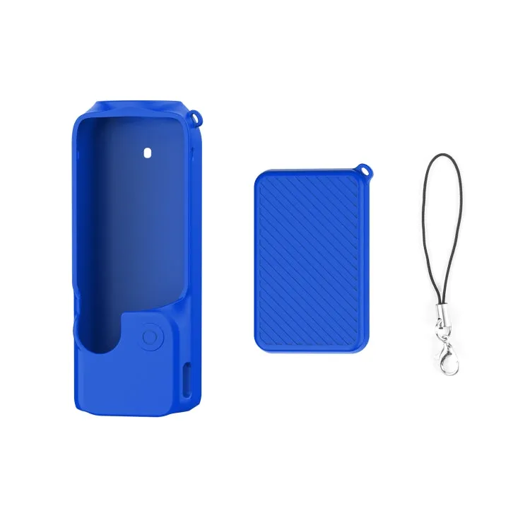 For DJI OSMO Pocket 3 PULUZ  2 in 1 Silicone Cover Case Set with Strap (Blue)