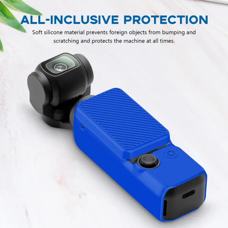 For DJI OSMO Pocket 3 PULUZ  2 in 1 Silicone Cover Case Set with Strap (Blue)