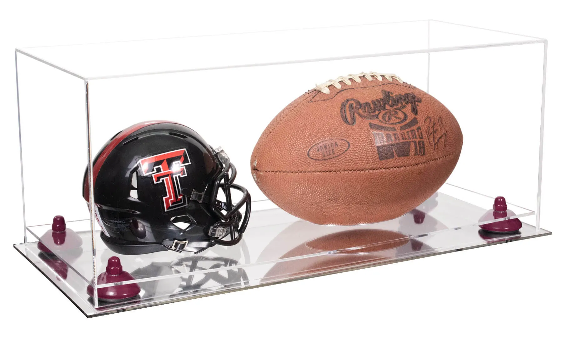 Full-Size Football And Mini Helmet Display Case - Clear (A103/B47)