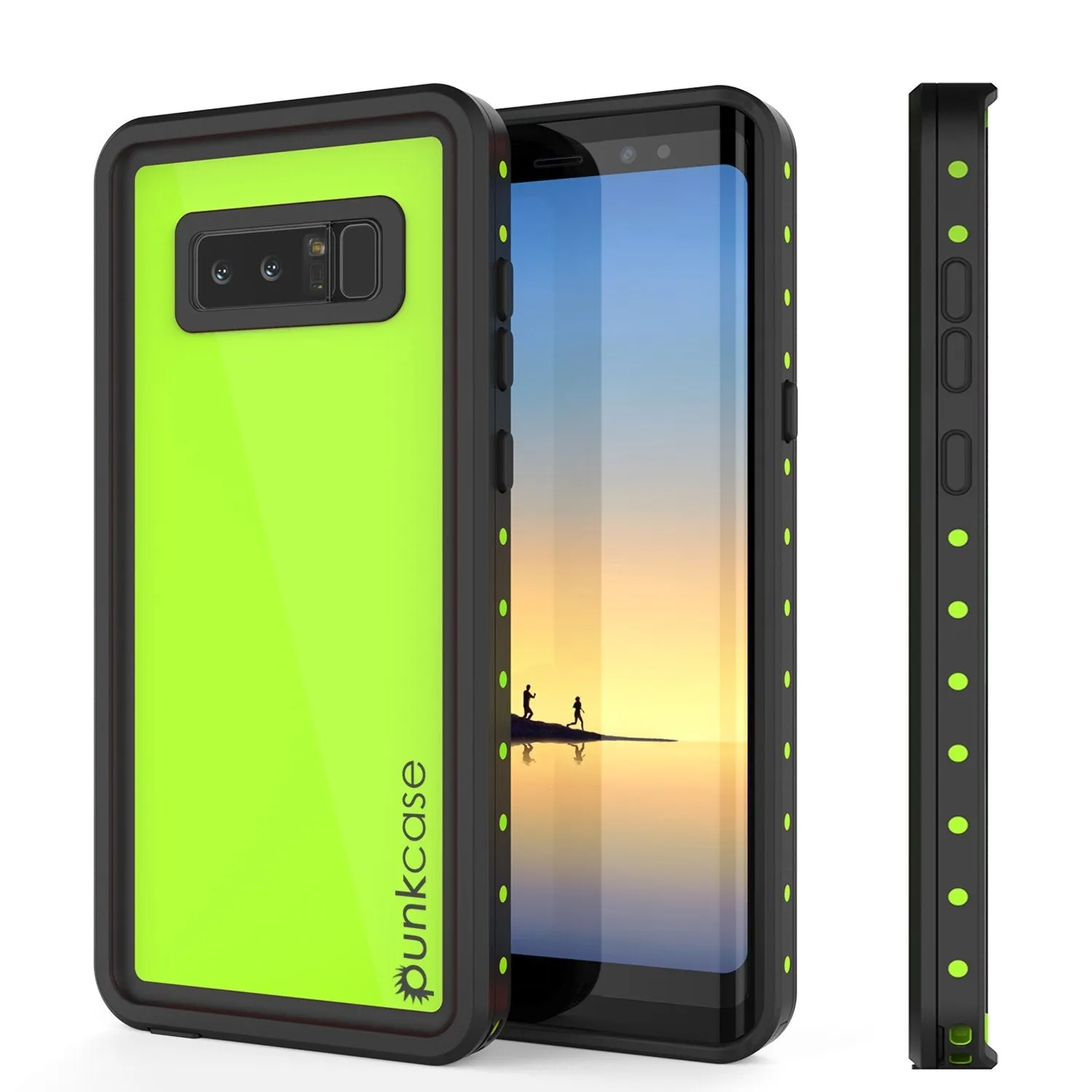 Galaxy Note 8 Waterproof Case PunkCase StudStar Light Green Thin 6.6ft Underwater IP68 ShockProof