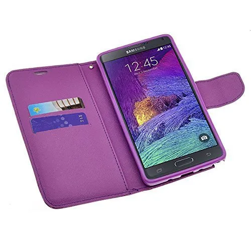 Galaxy Note Edge Case, Wrist Strap Magnetic Fold[Kickstand] Pu Leather Wallet Case with ID & Credit Card Slots for Samsung Galaxy Note Edge - Purple