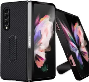 Galaxy Z Fold 3 Carbon Fiber Protection Leather Case Round