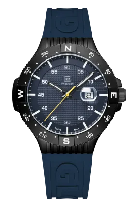 Gents Black Steel Glock Watch with Textured Blue Dial