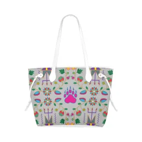 Geometric Floral Fall - Gray Clover Canvas Tote Bag