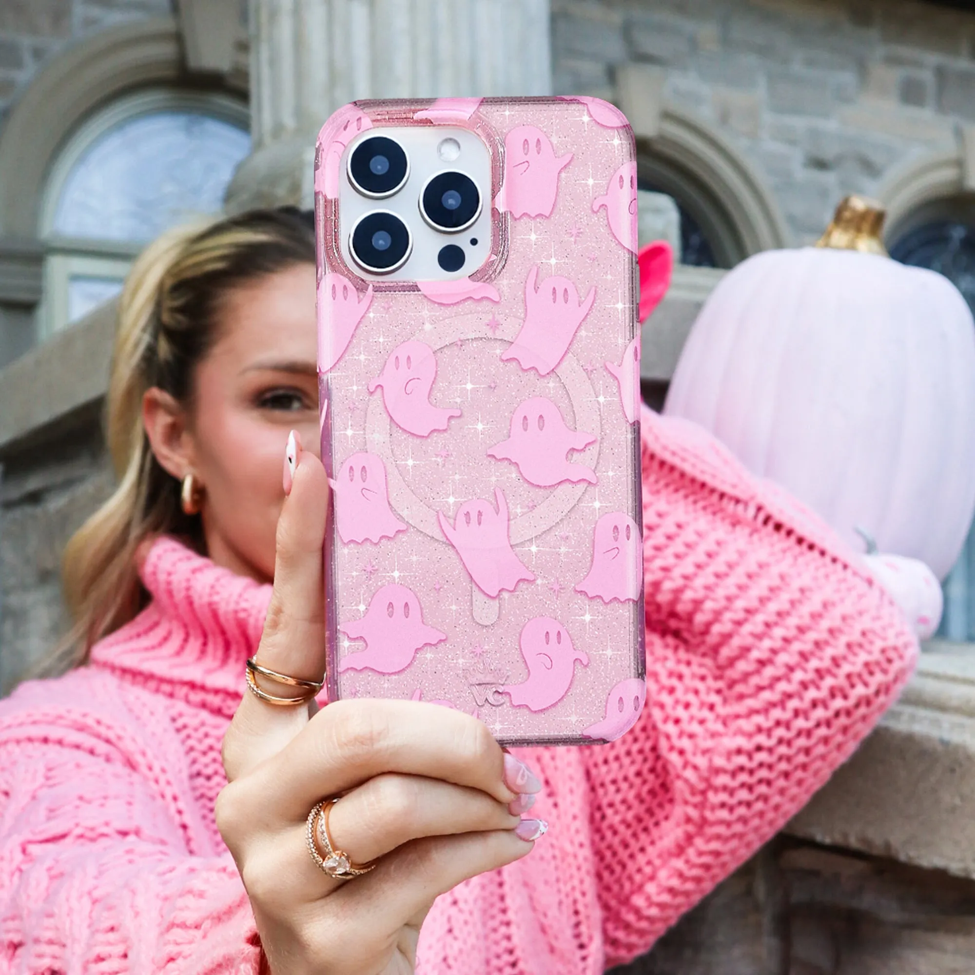 Ghosted Pink Glitter iPhone Case