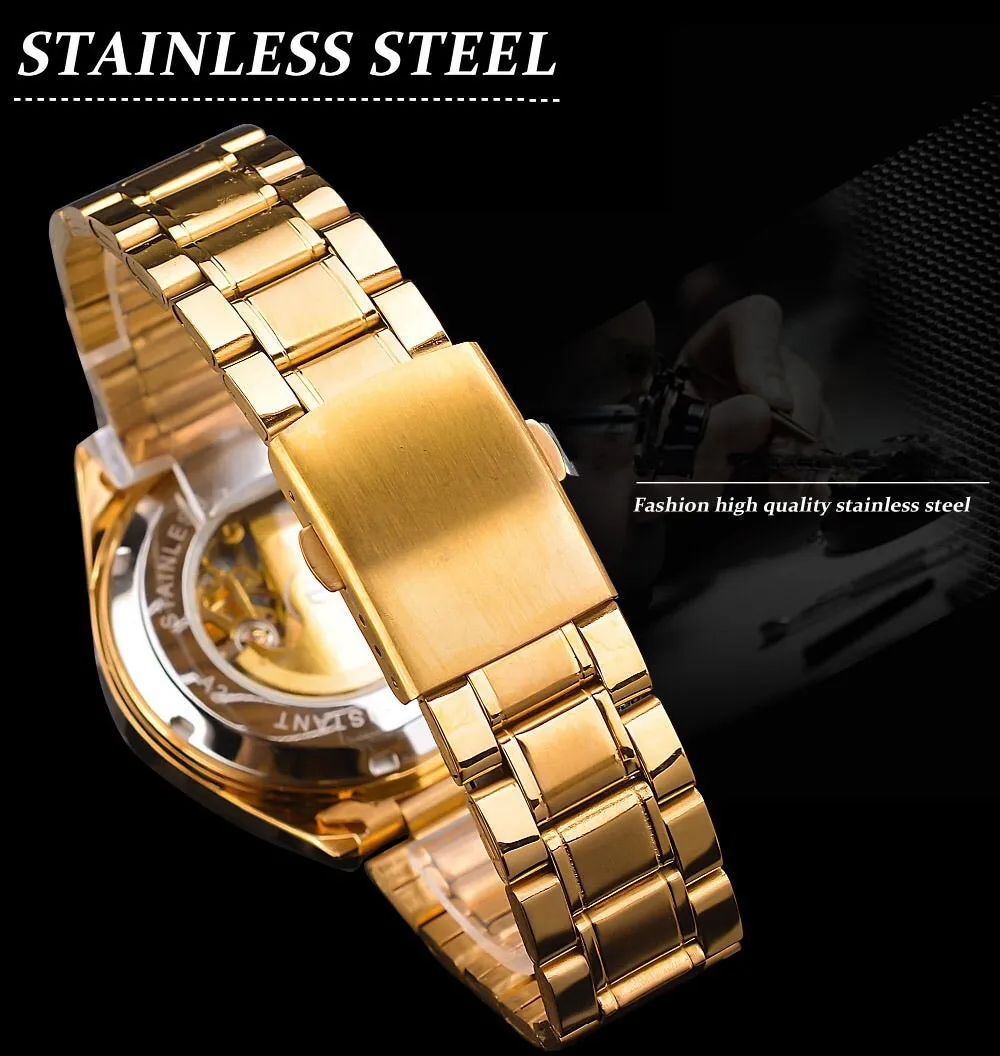 Gold with white open faced men's wristwatch