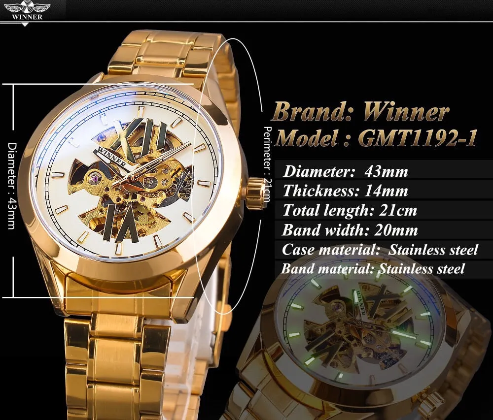 Gold with white open faced men's wristwatch