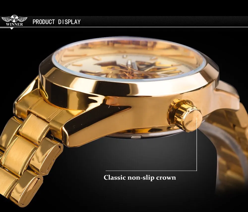 Gold with white open faced men's wristwatch