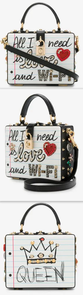 Graffiti Box Bag With Embellishment