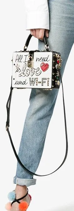 Graffiti Box Bag With Embellishment