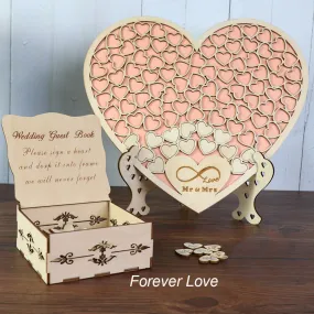 Heart Shape Wedding Mr and Mrs Guest Book Option Rustic Pink Puzzle