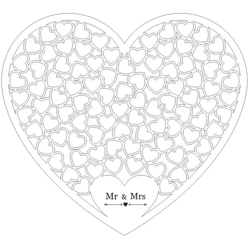 Heart Shape Wedding Mr and Mrs Guest Book Option Rustic Pink Puzzle