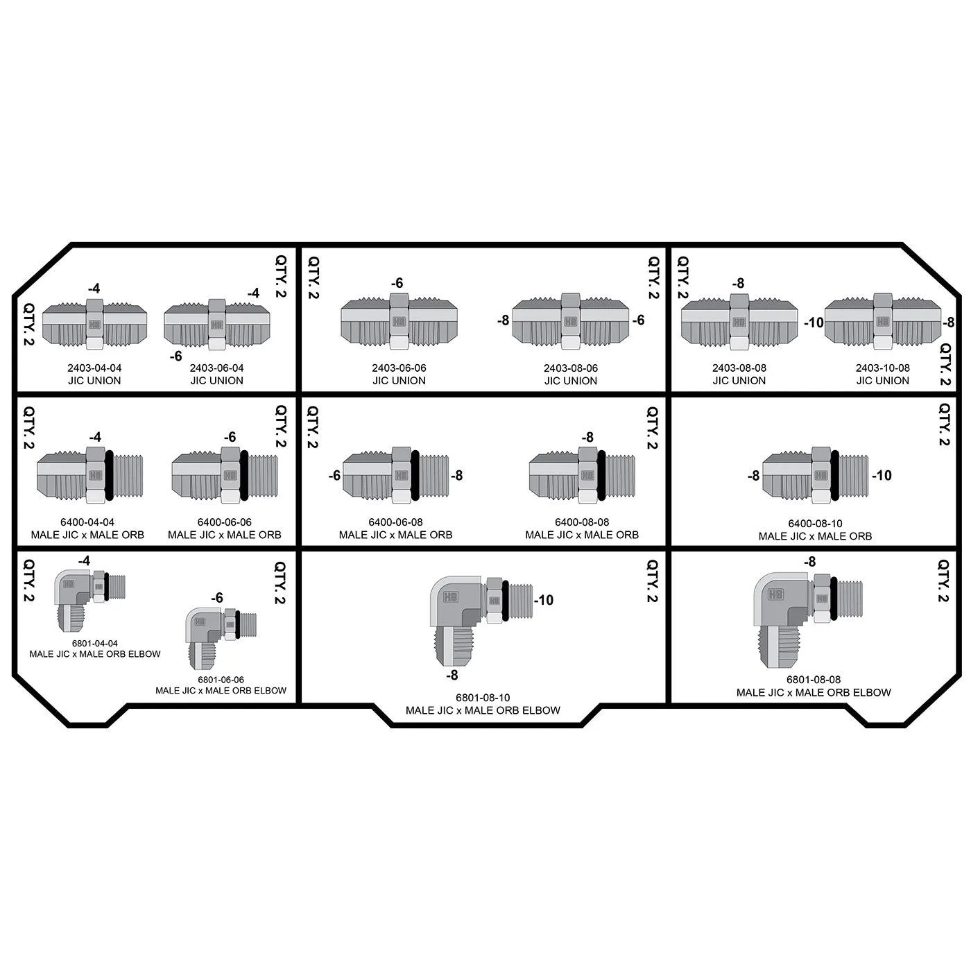 HOSEBOX Fitting Pack JIC to ORB