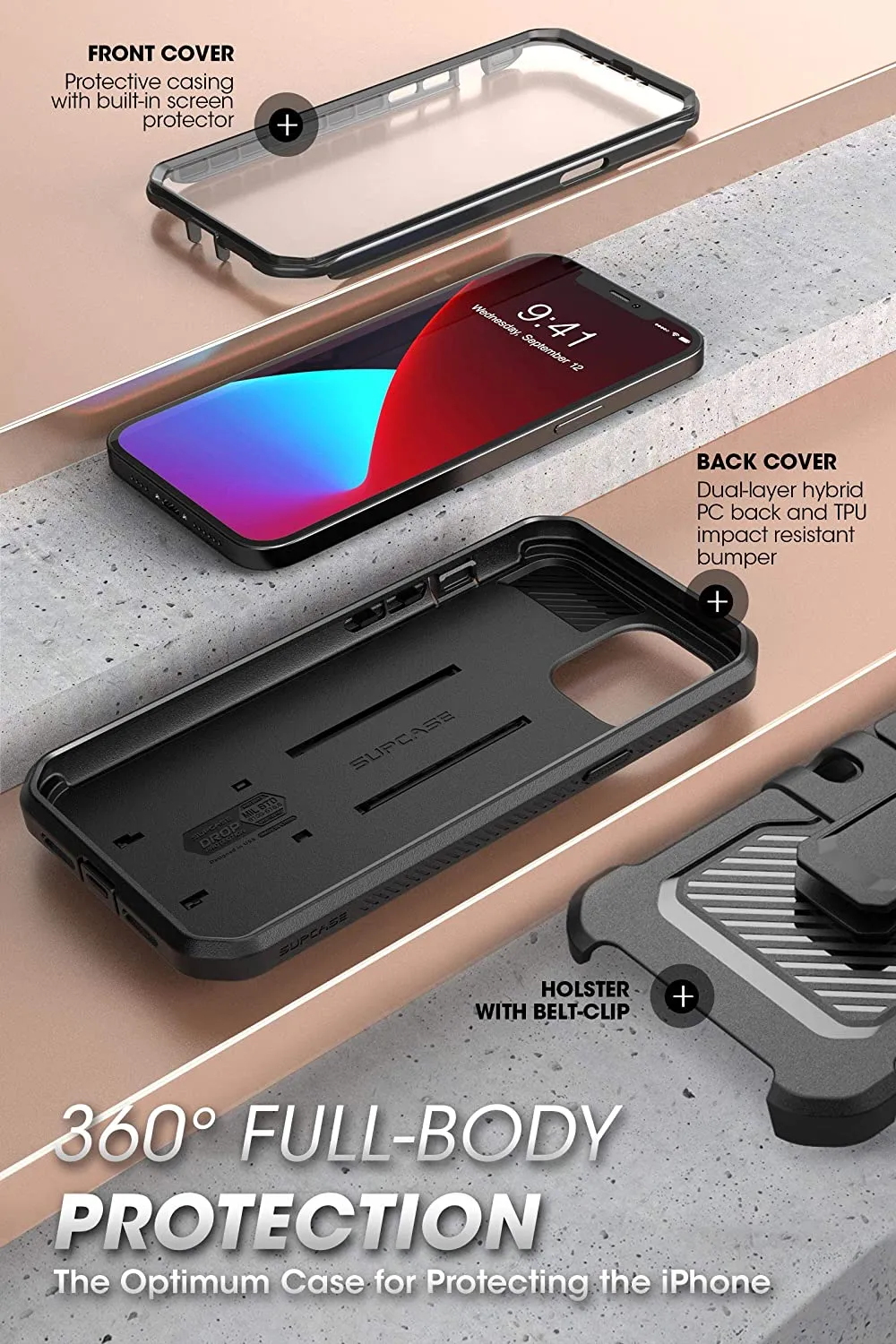 iPhone 13 Pro Max Kickstand Belt Clip Case |  iPhone 13 Pro Max Belt Case