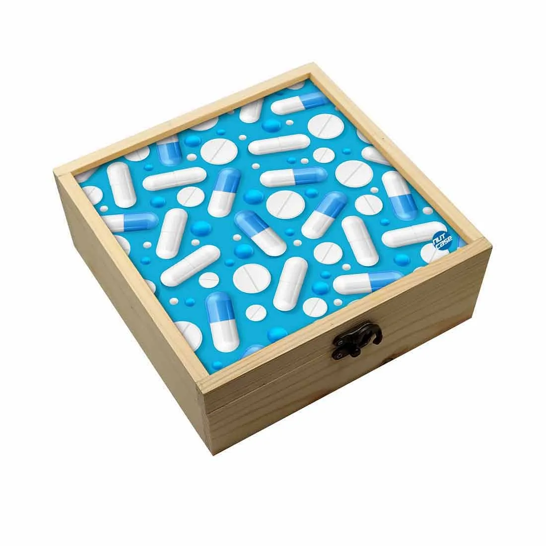 Jewellery Box Wooden Jewelry Organizer -  Blue Pills