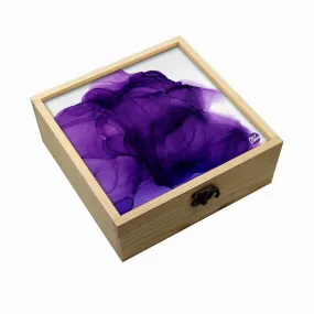 Jewellery Box Wooden Jewelry Organizer -  Dark Purple Ink Watercolor