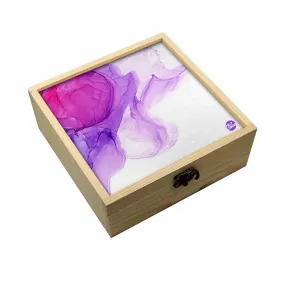 Jewellery Box Wooden Jewelry Organizer -  Purple Ink Watercolor