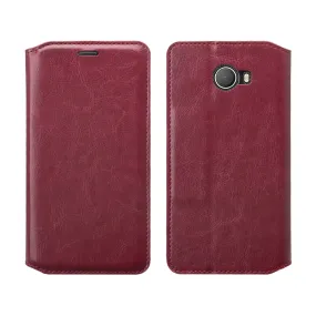 Jitterbug Smart 2 Smart2 Case, Magnetic Flip Fold Kickstand Leather Wallet Cover with ID & Credit Card Slots - Maroon