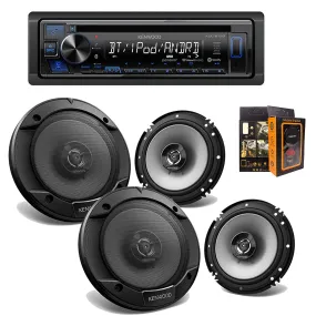 Kenwood Audio KDC-BT23 Single Din Bluetooth Audio CD Receiver   (4) KFC-1666S 6-5-Inch 300W Coaxial Speakers and Free Mobile Bracket