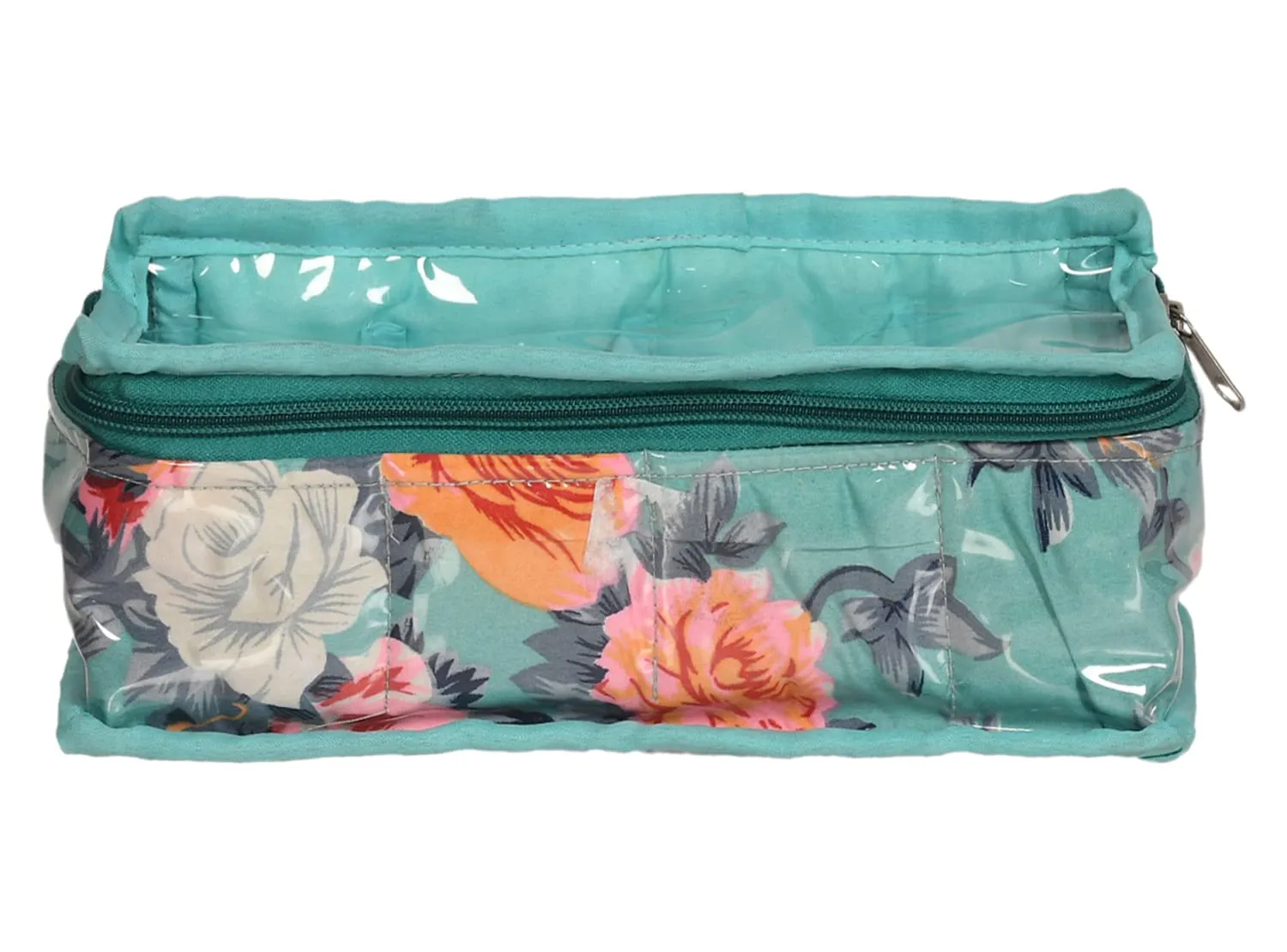 Kuber Industries Polyvinyl Chloride Multiuses Pvc Laminate Flower Print 4 Case Watch Organizer/Bracelet Organizer For Watches, Bracelet (Turquoise) 54Km4299