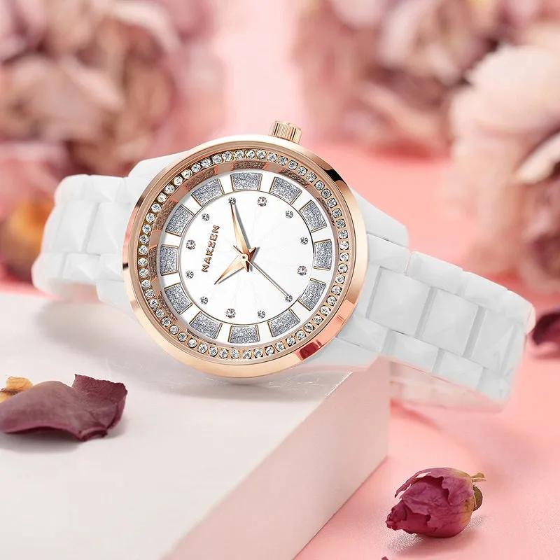 Large Dial Ceramic Strap Women's Watch