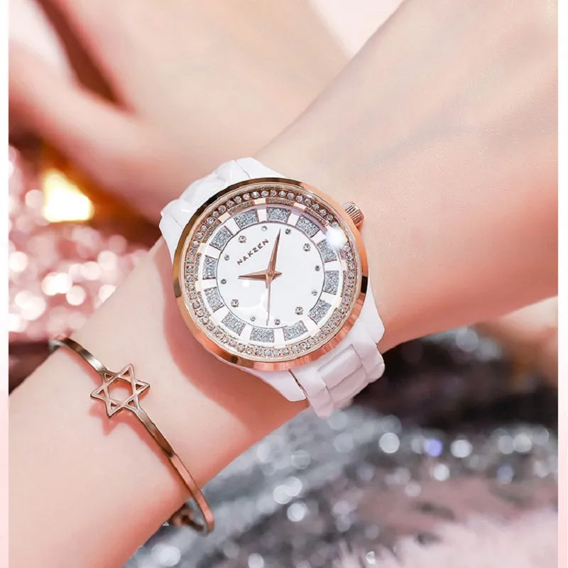 Large Dial Ceramic Strap Women's Watch