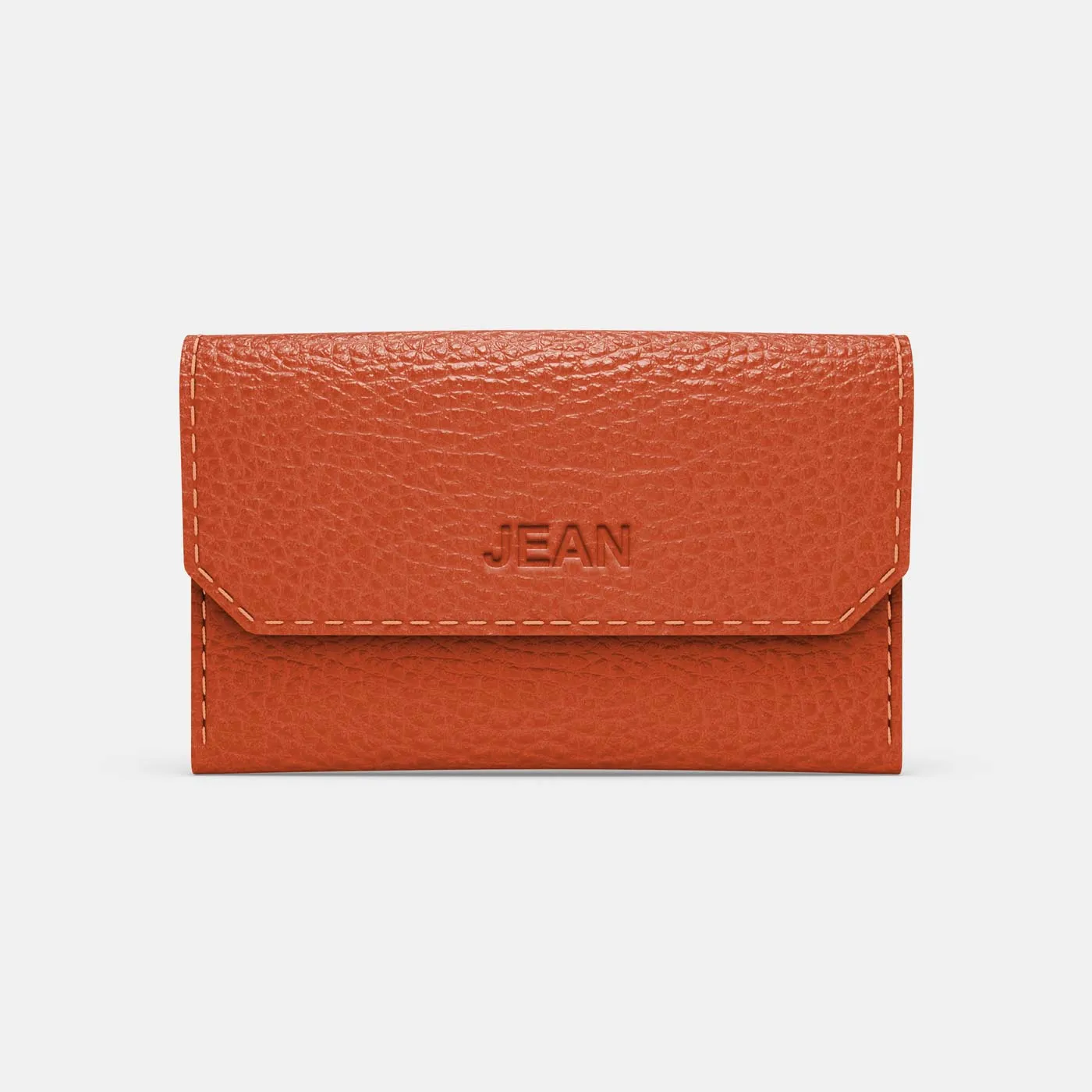 Leather Carry-all Wallet - Orange and Beige