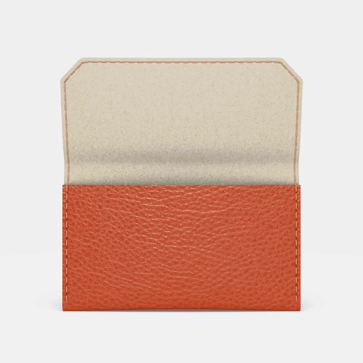 Leather Carry-all Wallet - Orange and Beige