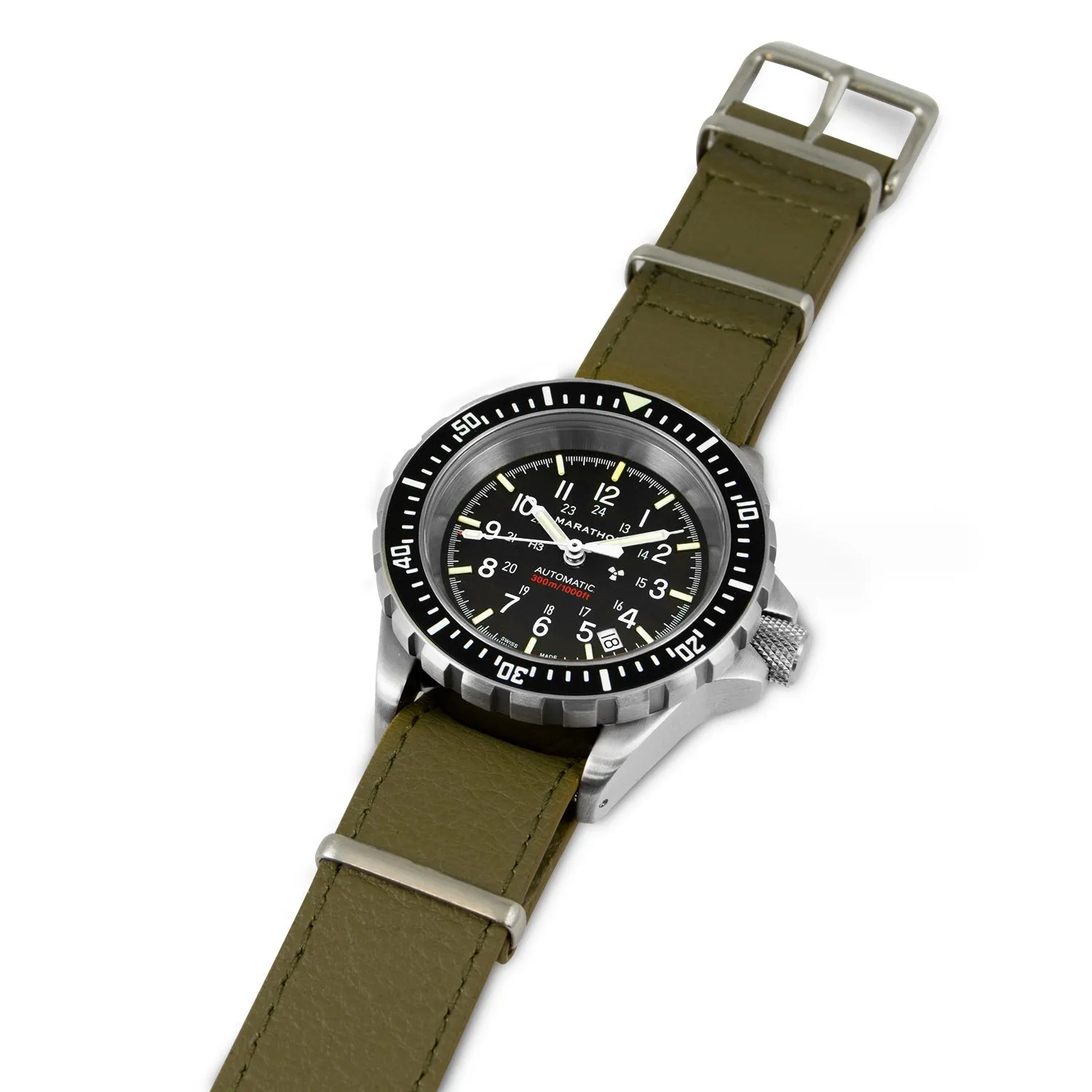 Leather DEFSTAN Strap, Olive Green, 20mm