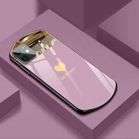 Luxury Cute Oval Heart-Shaped Tempered Glass Phone Case