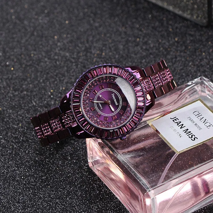 Luxury Purple Czech Diamond Women's Watch