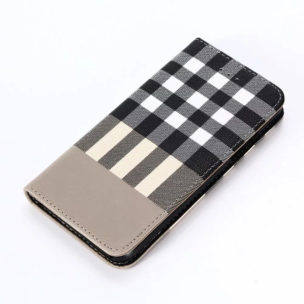 Luxury Wallet Grid Pattern Business Case for Apple IPhone X With Card Slot