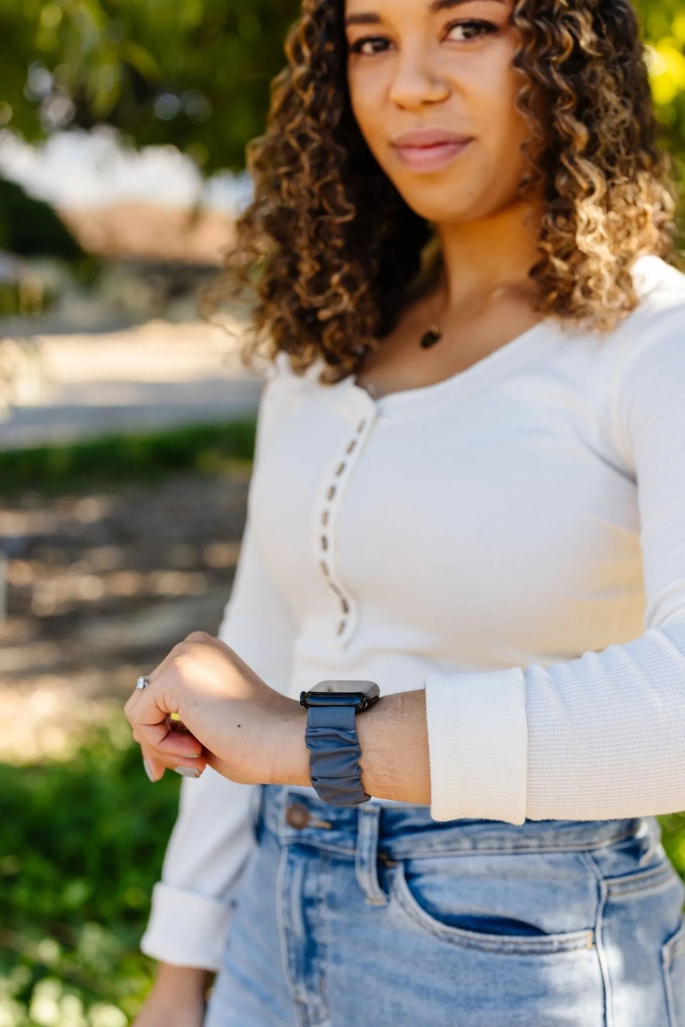 Marine Blue Athletic Scrunchie Band Compatible with Apple Watch