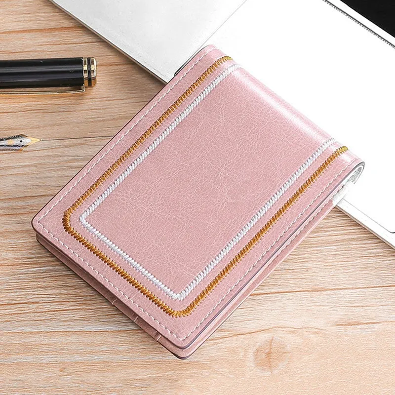 Men Genuine Leather Sewing Thread Car Driving Document Holder Card Foldable Wallet