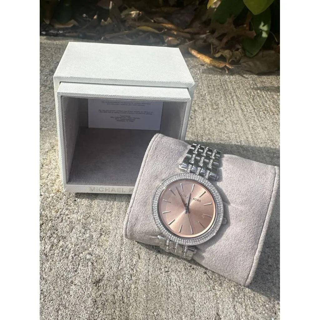 Michael Kors Three-Hand Silver-Tone Stainless Steel Darci Watch