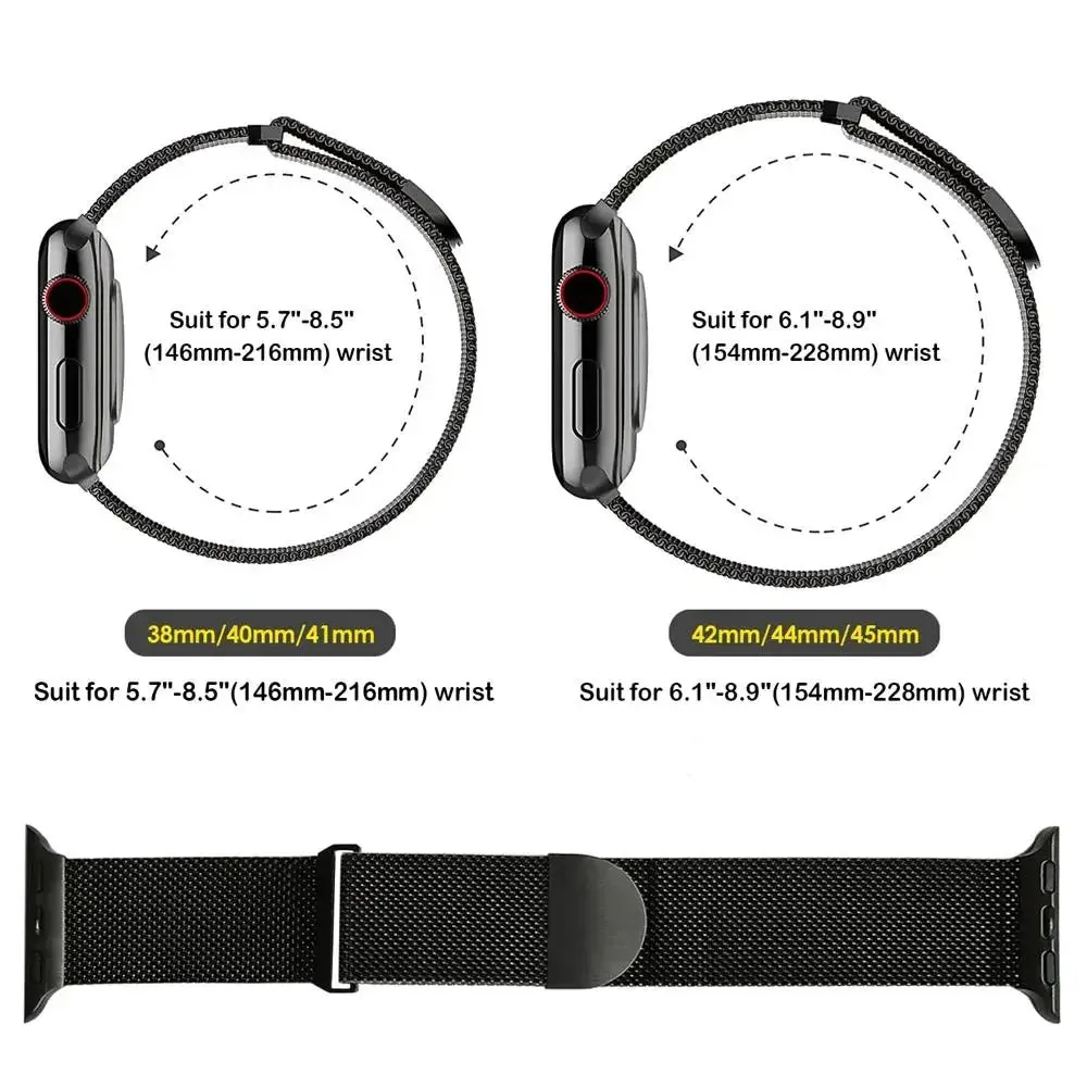 Milanese Loop Strap For Apple Watch Band 8 7 45mm 41mm Ultra 49mm Metal Magnetic Bracelet iWatch 6 5 4 3 SE 44mm 40mm 42mm Belt