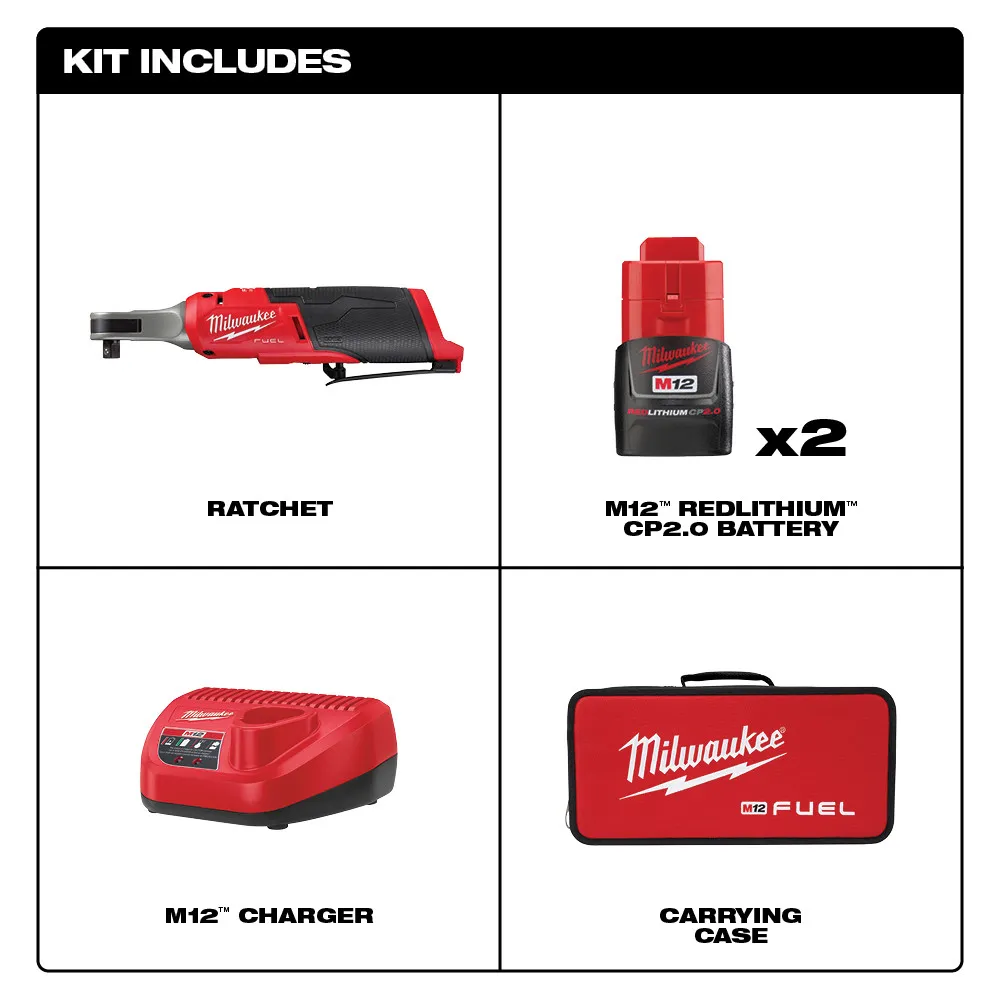 Milwaukee M12 Fuel 3/8" High Speed Ratchet Kit