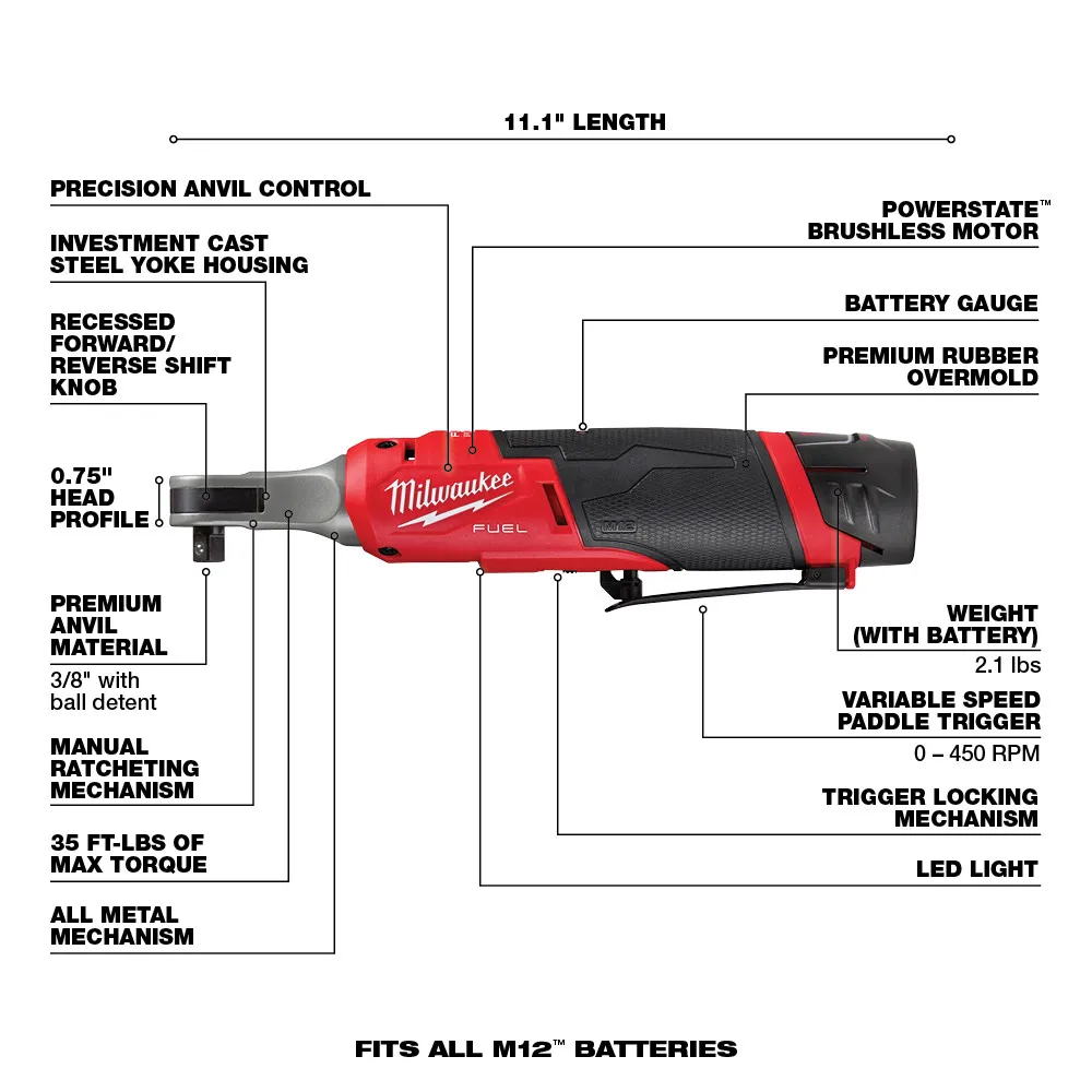 Milwaukee M12 Fuel 3/8" High Speed Ratchet Kit